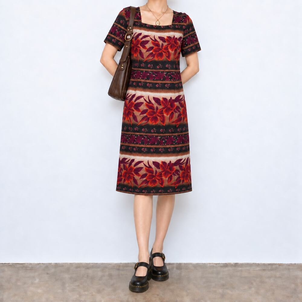 Vintage 90s Sag Harbor Floral Midi Dress